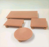 Round Chowki-round wood Legs - 6", Grooved Curve Edge