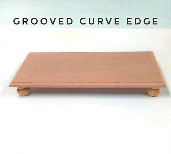 Rectangle Chowki- Round Wood Legs - 12/10", 8mm, Flat Base
