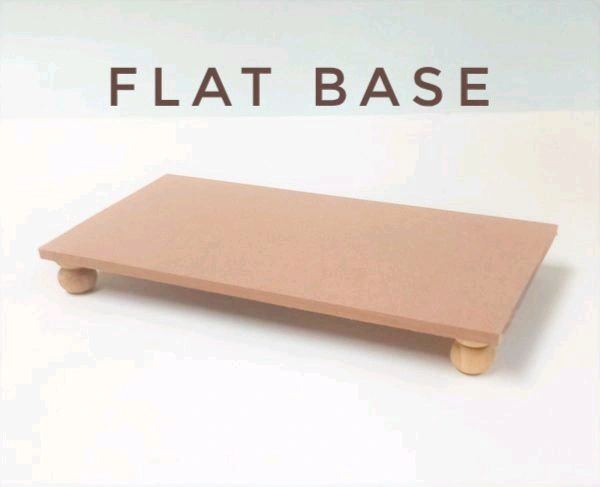 Rectangle Chowki- Round Wood Legs - 12/10", 8mm, Flat Base