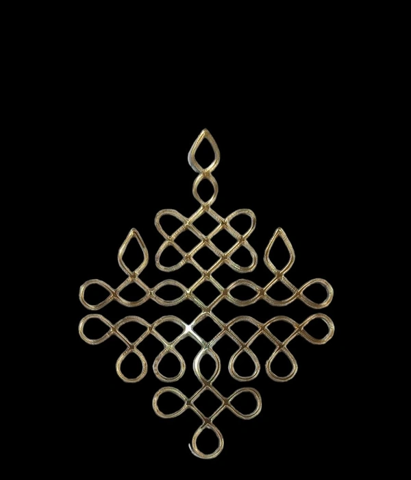 Kolam Cut Out -3 - 4", 2.5mm, Gold Acrylic