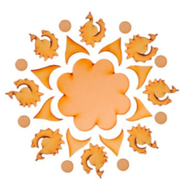 Mdf Peacock Rangoli - 12"