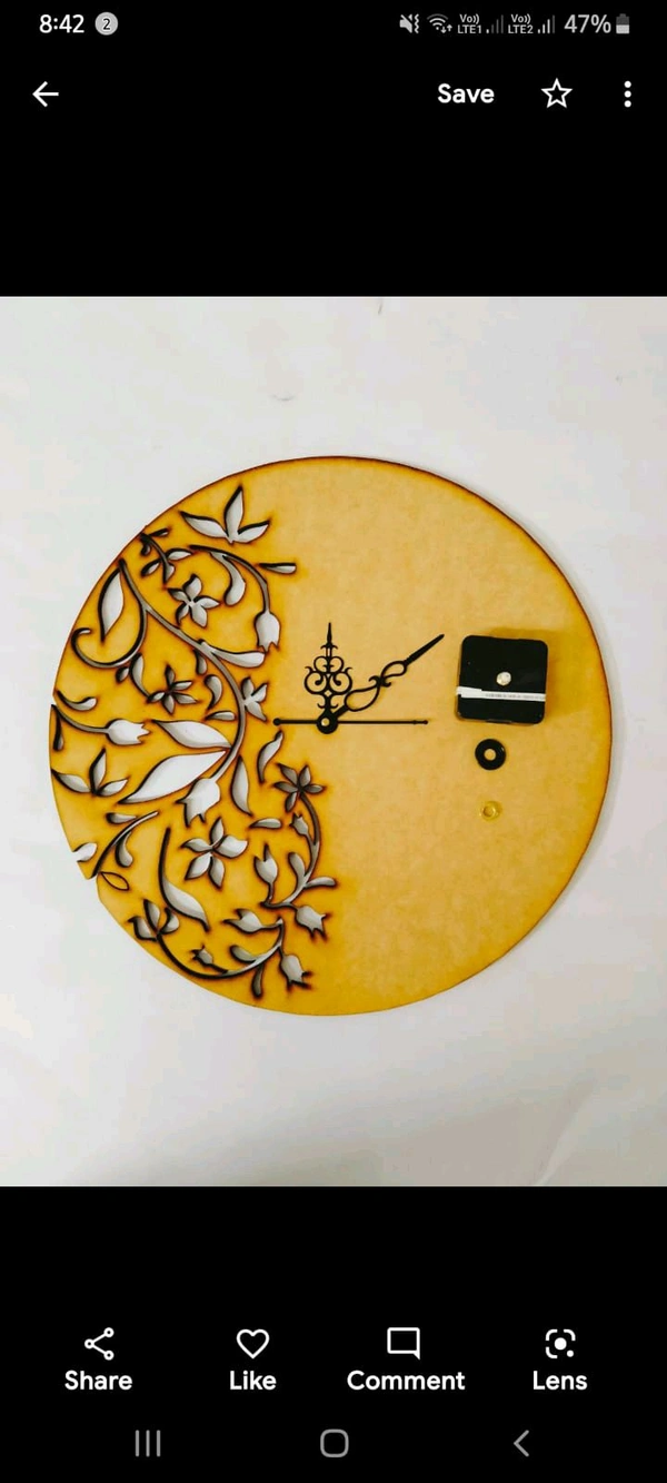 Design Mdf Clock - 15", Without Machine+ Needles