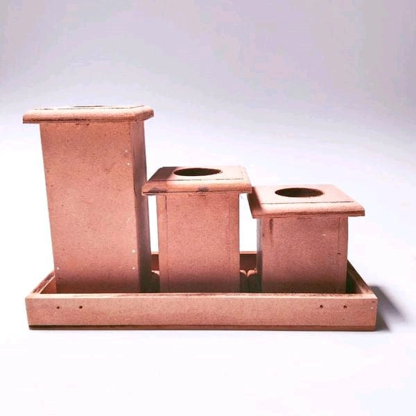 Pillar Tealights With Tray grooved edges