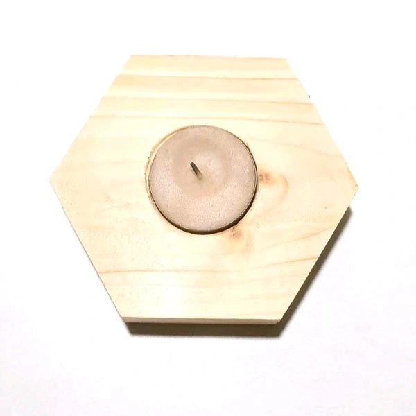 Hexagon Pinewood Tealight-2 Pc