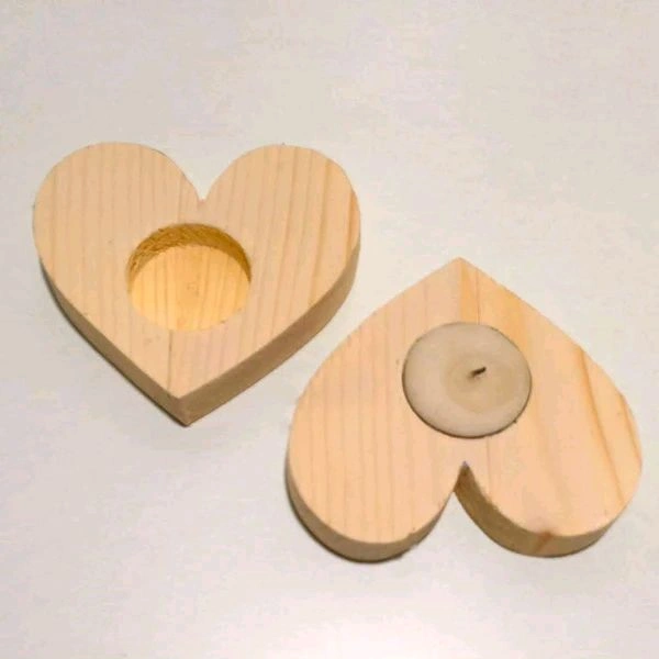 Heart Pinewood Tealight- 2 Pc