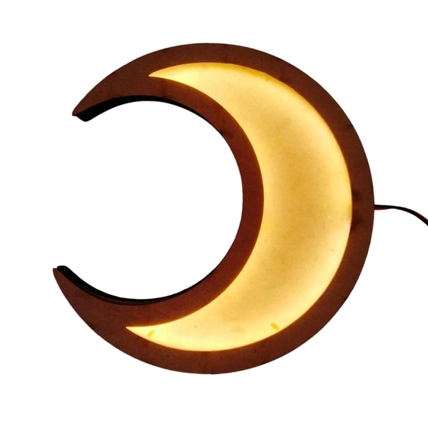 Half Crescent Moon LED Shadow Box - 16", Without Acrylic Cover