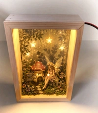 Wooden Miniature 3D LED Lights Photo Frame Night Lamp - 6.5/4.5/2"
