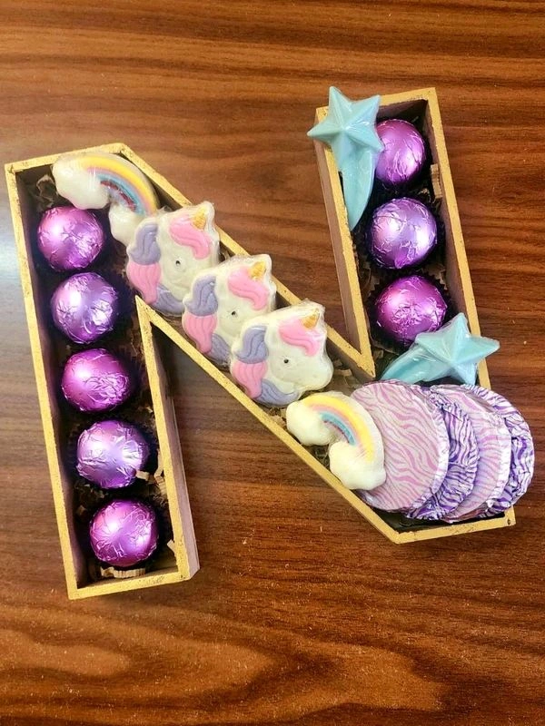 Monogram Alphabet Choclate Hamper Fillable Basket - 10", A