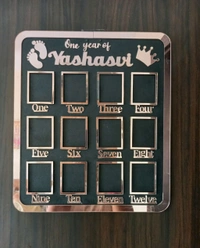 Baby 1 Year Birth Photo Frame- Mdf+ Acrylic - 15/12", Mdf+ Black Acrylic