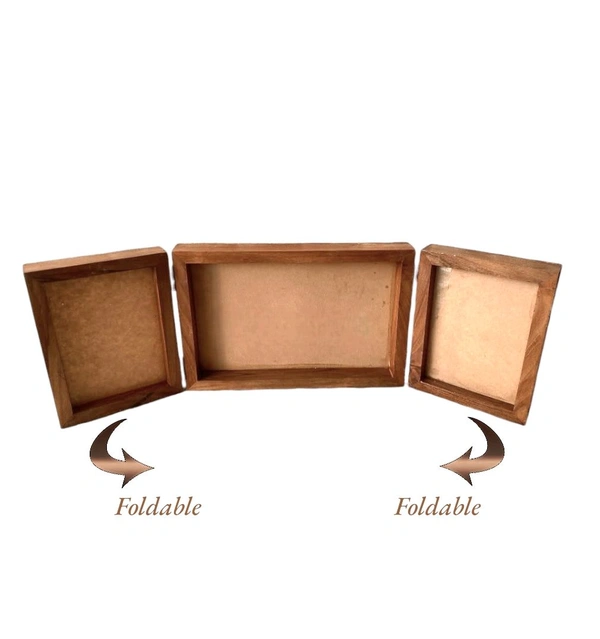 Sagwan/ Teakwood 3 Foldable Book Frame - 18/6" Total, Middle Frame Mdf Base, pinewood