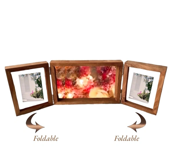 Sagwan/ Teakwood 3 Foldable Book Frame - 18/6" Total, Middle Frame Mdf Base, pinewood