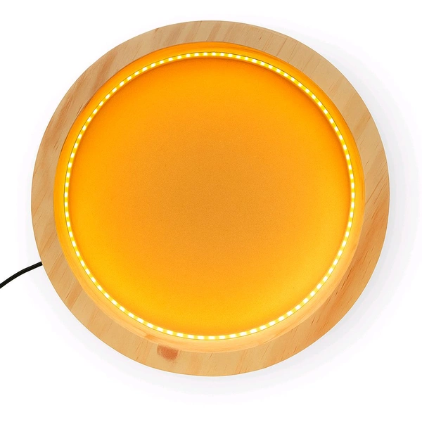 Pinewood Round LED Wooden Varmala Preservation Frame - 14", Mdf Base