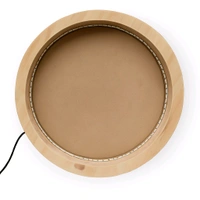 Pinewood Round LED Wooden Varmala Preservation Frame - 18", Mdf Base