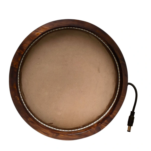 Round Teak Finish Pinewood Preservation Frame - 8", Mdf Base