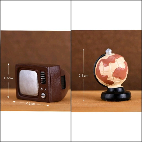 Miniature House Items- Tv, Globe 1 Each