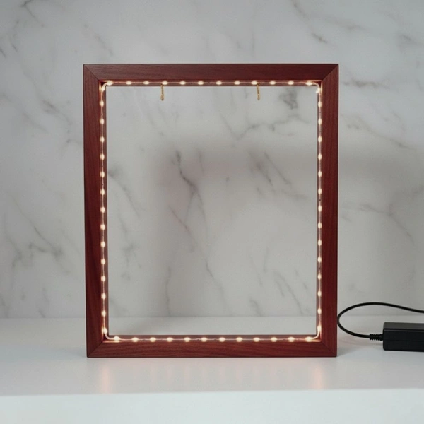 Teakwood LED Photo Preservation Frame - 6/6/2 Inches