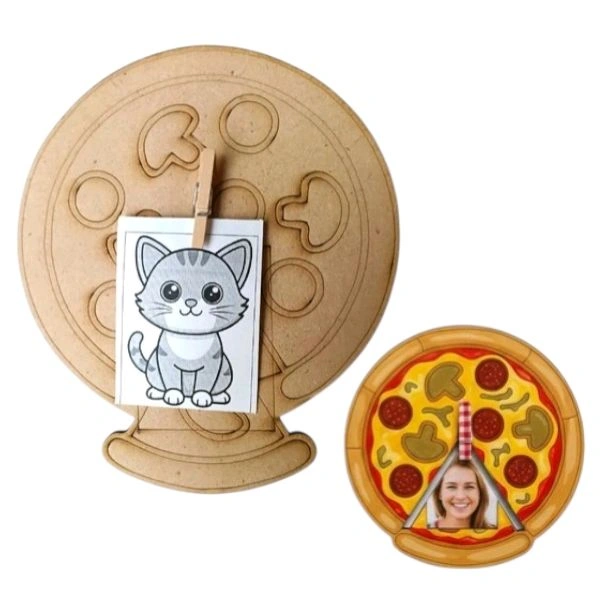 Pizza Mdf Photo Fridge Magnet - 5 pcs