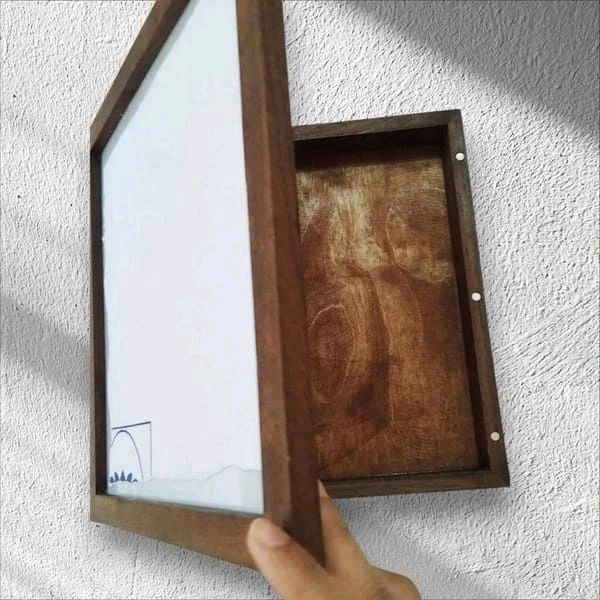 Teakwood/ Sagwan Shadow Box Frame, Display Box- Magnetic Closure - 6/6", 1" Height