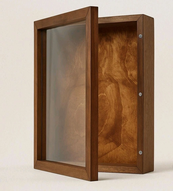 Teakwood/ Sagwan Shadow Box Frame, Display Box- Magnetic Closure - 10/10", 1" Height