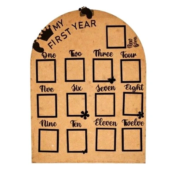 Baby One Year Frame - Mdf+ Acrylic - 24/18", Black acrylic