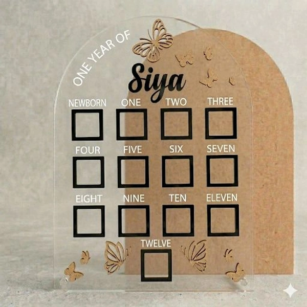 Baby One Year Birth Frame - 18/13", Golden acrylic