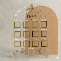 Baby One Year Birth Frame - 24/18", White acrylic