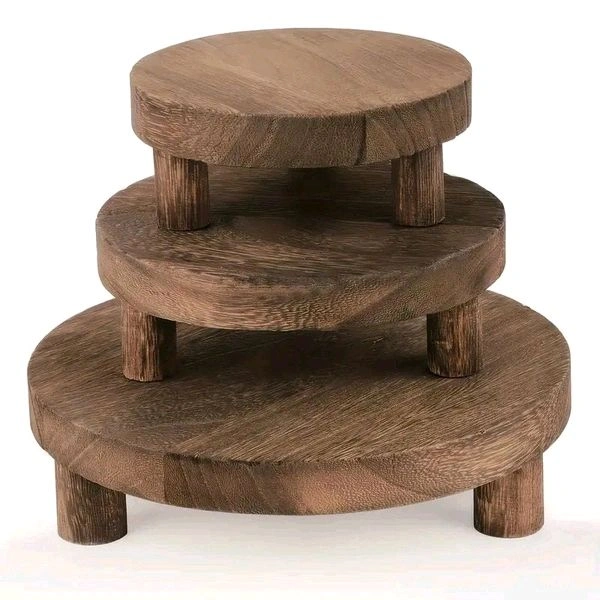 3-pack Wooden Display Risers, Stand for Figurines, Collectibles, Wooden Chowki