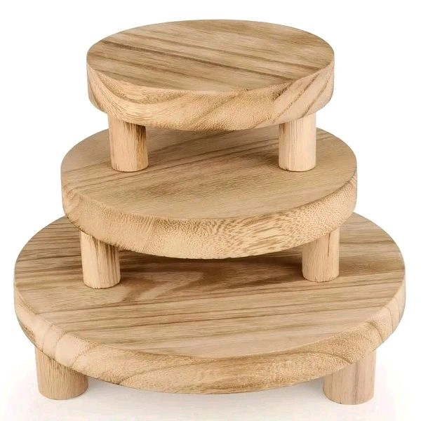 3-pack Wooden Display Risers, Stand for Figurines, Collectibles, Wooden Chowki
