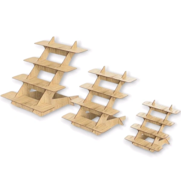 4 Layer Counter Display Stand Set Of 3 Sizes/ Wooden Store Shelves