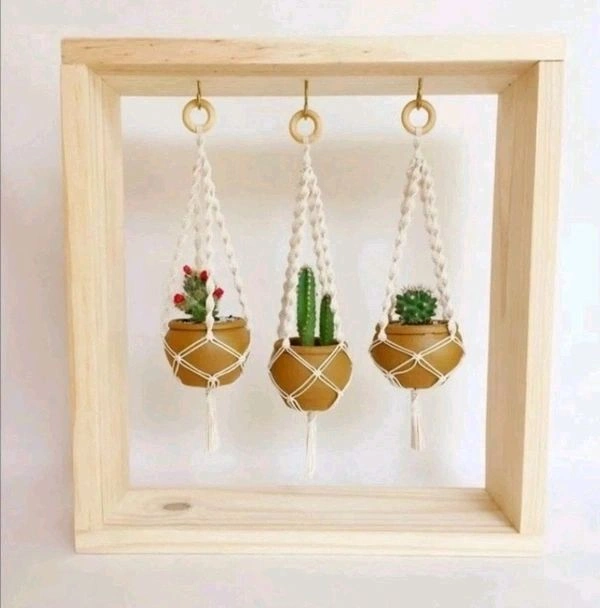Pinewood Frame With Hook / Plant Hanger / Macrame - 12/12/2"