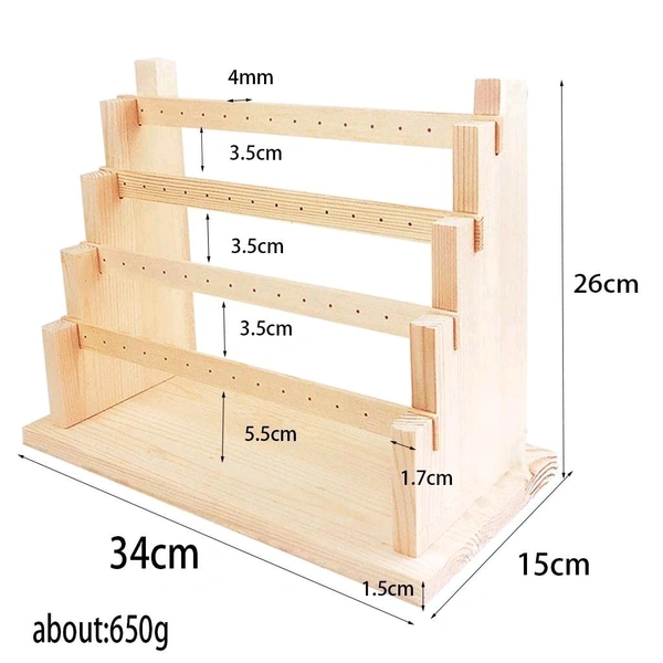4-Tier Wooden Earrings Display Stand
