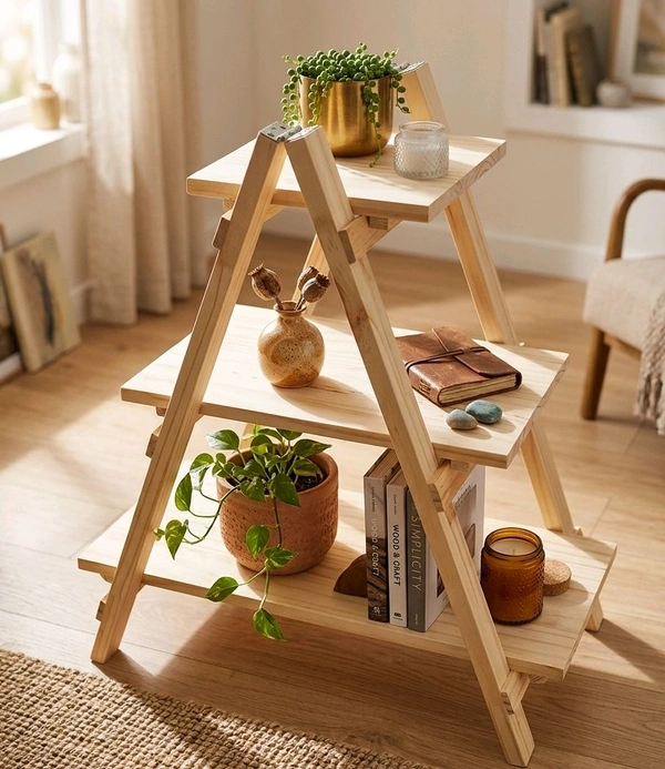 Wooden Foldable Ladder& Showpiece Stand