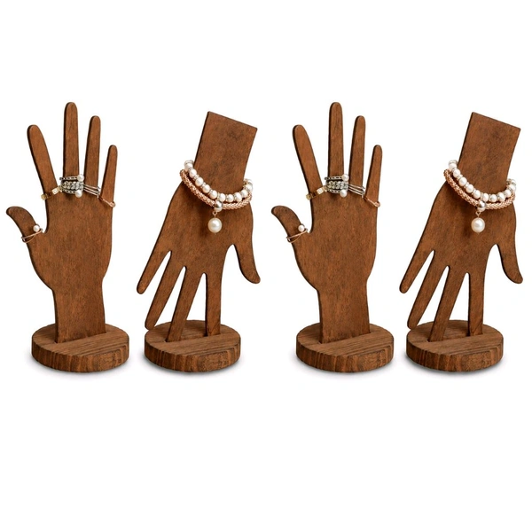 4 Pcs Wooden Hand Shape Jewellery Display Stand For Bracelet & Rings