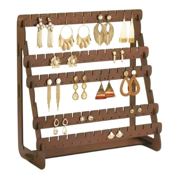Wooden Earrings Display Stand - Natural beige