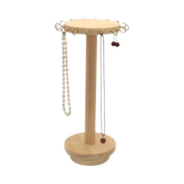 Necklace Holder 360° Rotating Wooden Jewelry Organizer