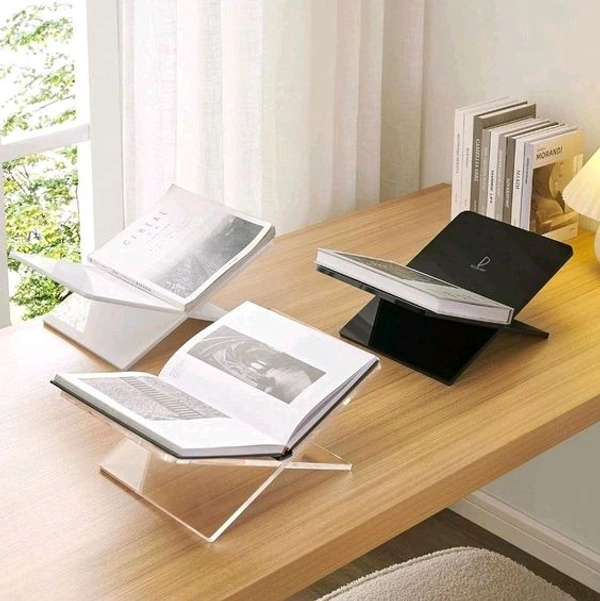 Acrylic X Shaped Book Stand/ Book Reading Stand - Standard Size, Black