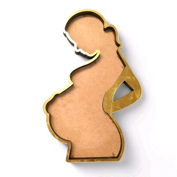 Motherhood Mom-to-be Resin Base - 16", Mdf with golden acrylic border