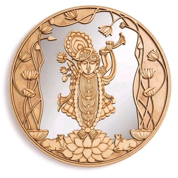 Shreenathji pichwai Theme Wall Mirror - 16"