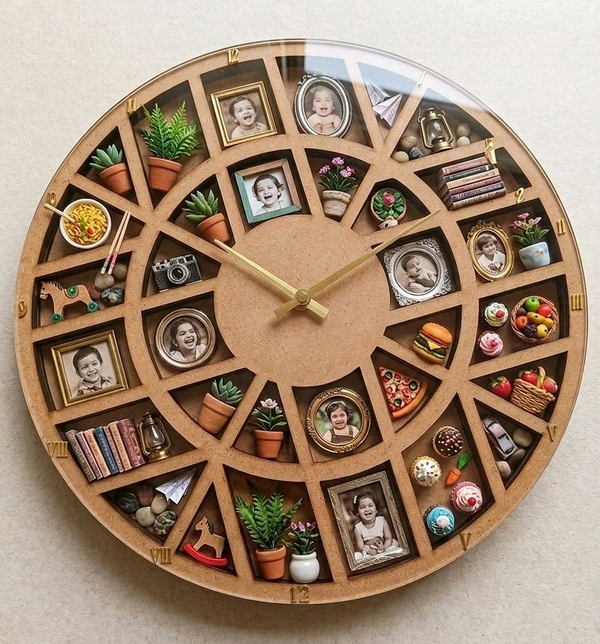 Miniature Memories Clock Shadow Box - 16 Inch diameter