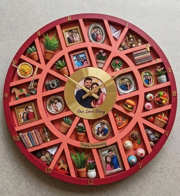 Miniature Memories Clock Shadow Box - 16 Inch diameter