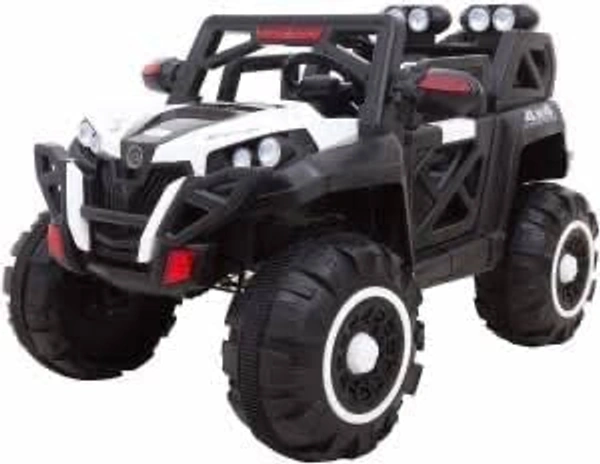 Stc Goods Pro Car to Drive, Rechargeable 12V Battery Operated Ride-On Car for Kids Music Lights with R/C Jeep, Electric-Car, Kids Car, Racing Car for Boys & Girls Age 2-6 Years - White