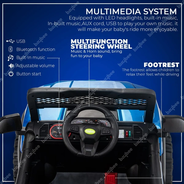 Stc POBO 2 MOTOR JEEP UPTO 7 YEARS (4 Motor-upto 50kg) - Blue