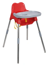 3-in-1 Convertible Baby High Chair with Tray & Footrest Lightweight Feeding Chair & Toddler Seat, Easy-Clean DesignRed - Red