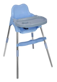 3-in-1 Convertible Baby High Chair with Double Tray & Footrest Easy-to-Clean Feeding & Study Chair for Babies and Toddlers Blue - Blue