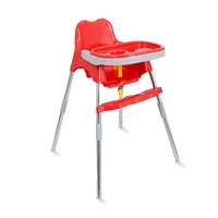 3-in-1 Convertible Baby High Chair with Double Tray & Footrest Easy-to-Clean Feeding & Study Chair for Babies and Toddlers -Red - Red