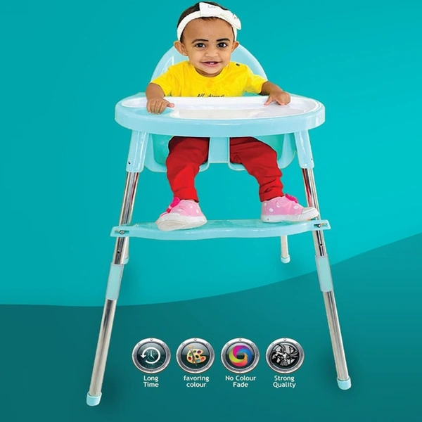 krona lolipop Baby Dining Chair with Footrest, blue,green and pink colors - GREEN