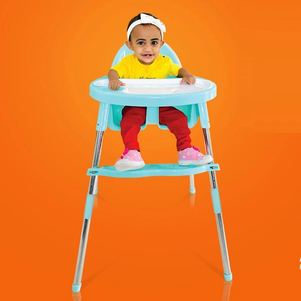 krona lolipop Baby Dining Chair with Footrest, blue,green and pink colors - GREEN