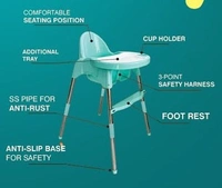 krona lolipop Baby Dining Chair with Footrest, blue,green and pink colors - PINK
