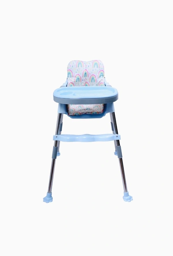 My Giraffee 3-in-1 Convertible Baby High Chair with Safety Belt Double Tray, Footrest & Waterproof Seat | 2-Height Positions, Stainless Steel Frame-Blue - Blue