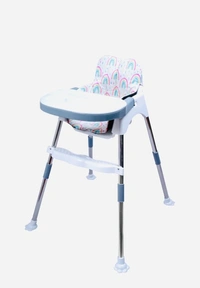 My Giraffee 3-in-1 Convertible Baby High Chair with Safety Belt Double Tray, Footrest & Waterproof Seat | 2-Height Positions, Stainless Steel Frame-Blue - Blue